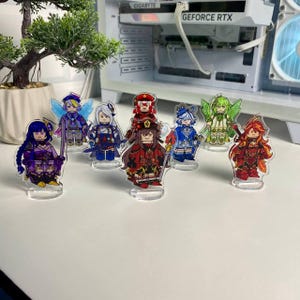 Figura acrílica de Genshin Impact de 7 cm (2,75") - Estilo bloque de figura de anime - Raiden Shogun Hu Tao Furina Nahida - Decoración de escritorio con personajes personalizados en 2D