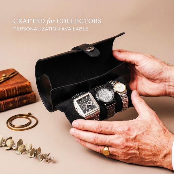 A $3,230 personalized leather watch roll is clearly a luxury hand-stitched bespoke commission — the kind of thing a serious watch collector would treasure forever.