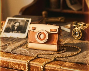 Colgante de cuero para bolso de cámara, llavero de cámara, colgante vintage para bolso de cámara, accesorio de fotografía retro, regalo para fotógrafo, cuero hecho a mano