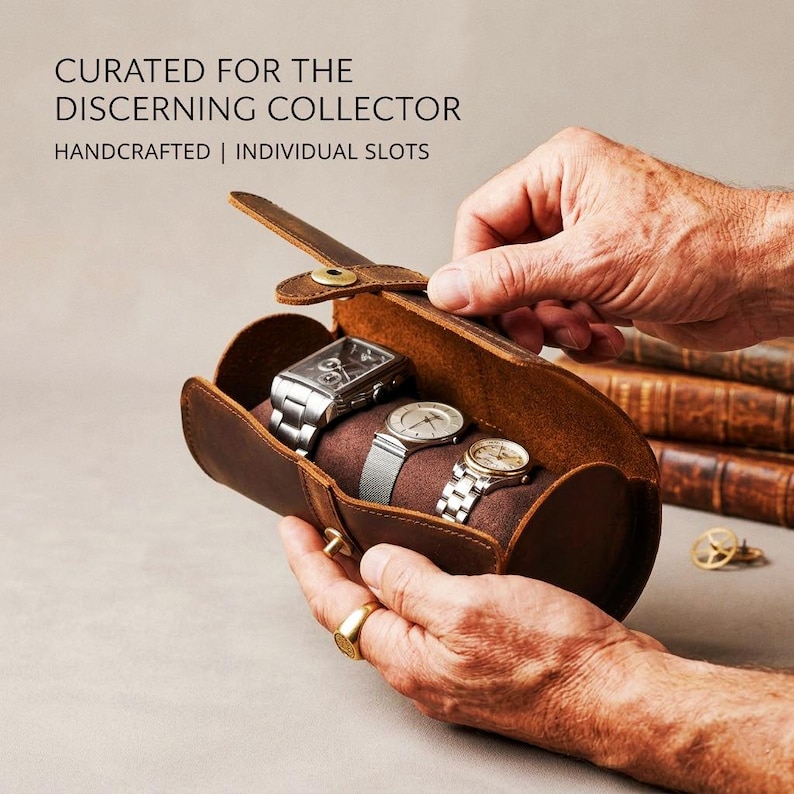 Personalized Leather Watch Roll, Travel Watch Case, Groomsmen Gift ...