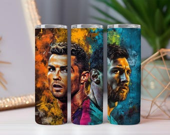 Bicchiere personalizzato con Messi e Cristiano Ronaldo, Coppa del Mondo 2026, FIFA