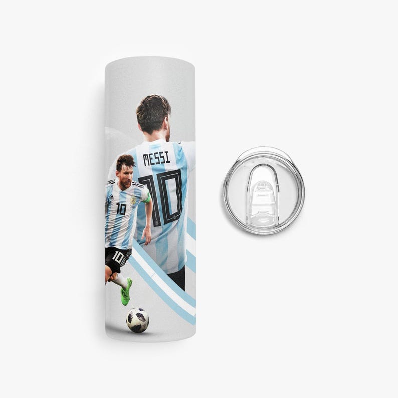 Bicchiere termico da 20 oz per la Coppa del Mondo di calcio 2026, con design di Messi e Cristiano Ronaldo, ideale per i tifosi di calcio. immagine 4