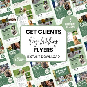 Dog Walking Flyer Template | Dog Walker Flyer Canva Template | Editable Dog Walking Poster | Pet Sitting Marketing Bundle | Dog Walk Leaflet