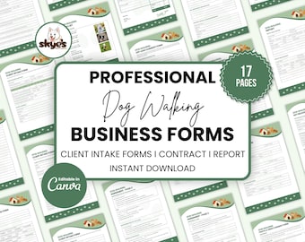 Dog Walking Forms Bundle, Canva Editable, Start a Dog Walking Business, Printable Contract, Client Intake Forms, Dog Walker Agreement