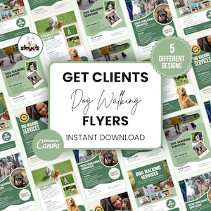 Dog Walking Flyer Template | Dog Walker Flyer Canva Template | Editable Dog Walking Poster | Pet Sitting Marketing Bundle | Dog Walk Leaflet