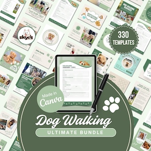 Hundpromenader Ultimat Företagsstartpaket, Canva Mallpaket, Företagsformulär för husdjur, Redigerbart Varumärkes- och Marknadsföringspaket, Direkt Nedladdning