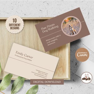 Tarjetas de presentación para paseadores de perros, plantilla editable de tarjeta de presentación para paseadores de perros, marketing de servicios para mascotas, imagen de marca profesional, descarga instantánea.