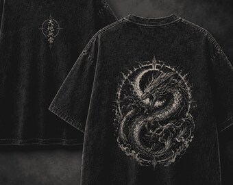 Japanese Dragon Shirt, Anime Gym Tee, Dark Manga Graphic, Comfort Colors 1717