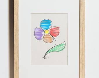 Arte floral abstracto moderno, lámina botánica con garabatos, decoración de pared minimalista imprimible, descarga digital
