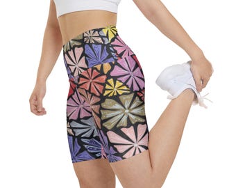 Pantaloncini da allenamento da donna con stampa floreale colorata