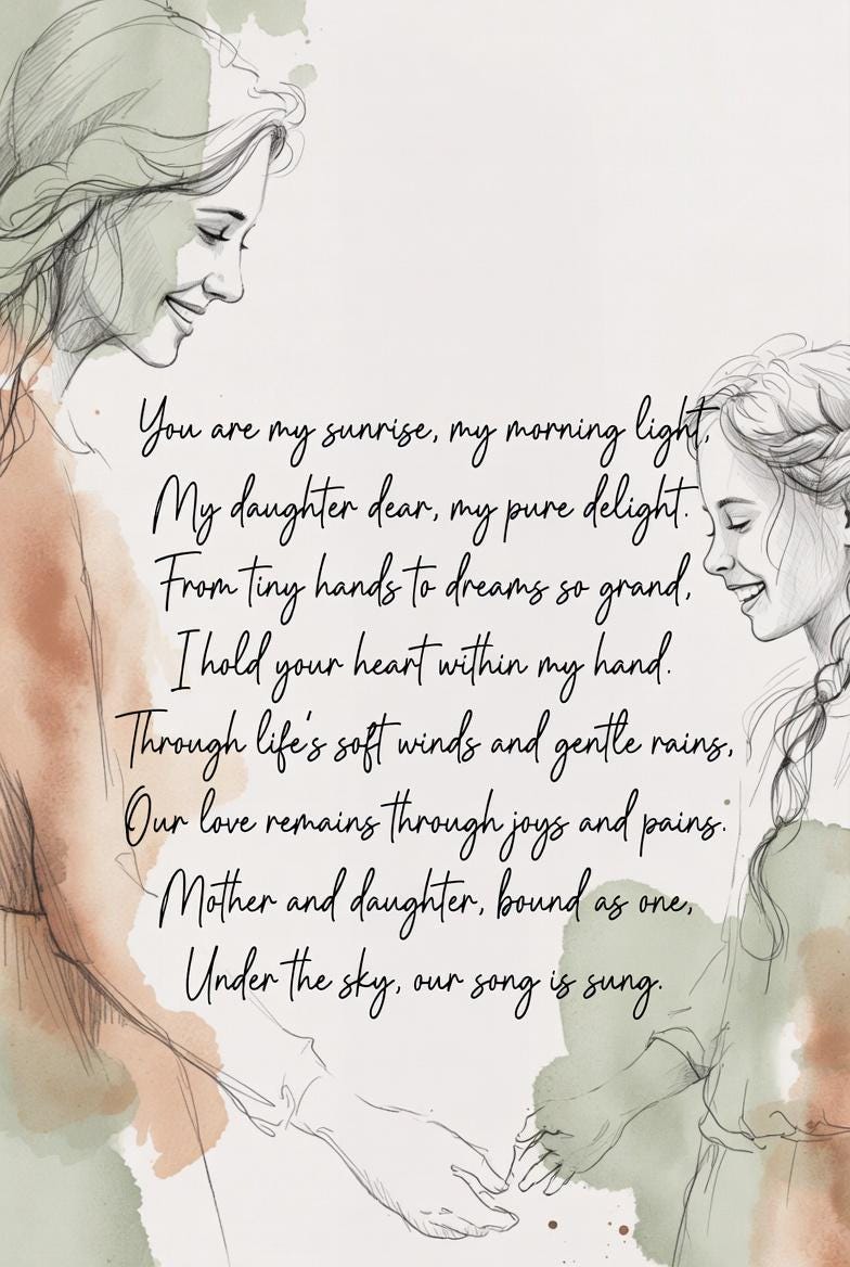 Mother Daughter Poem Print – Sentimental Wall Art (digital Download) - Etsy