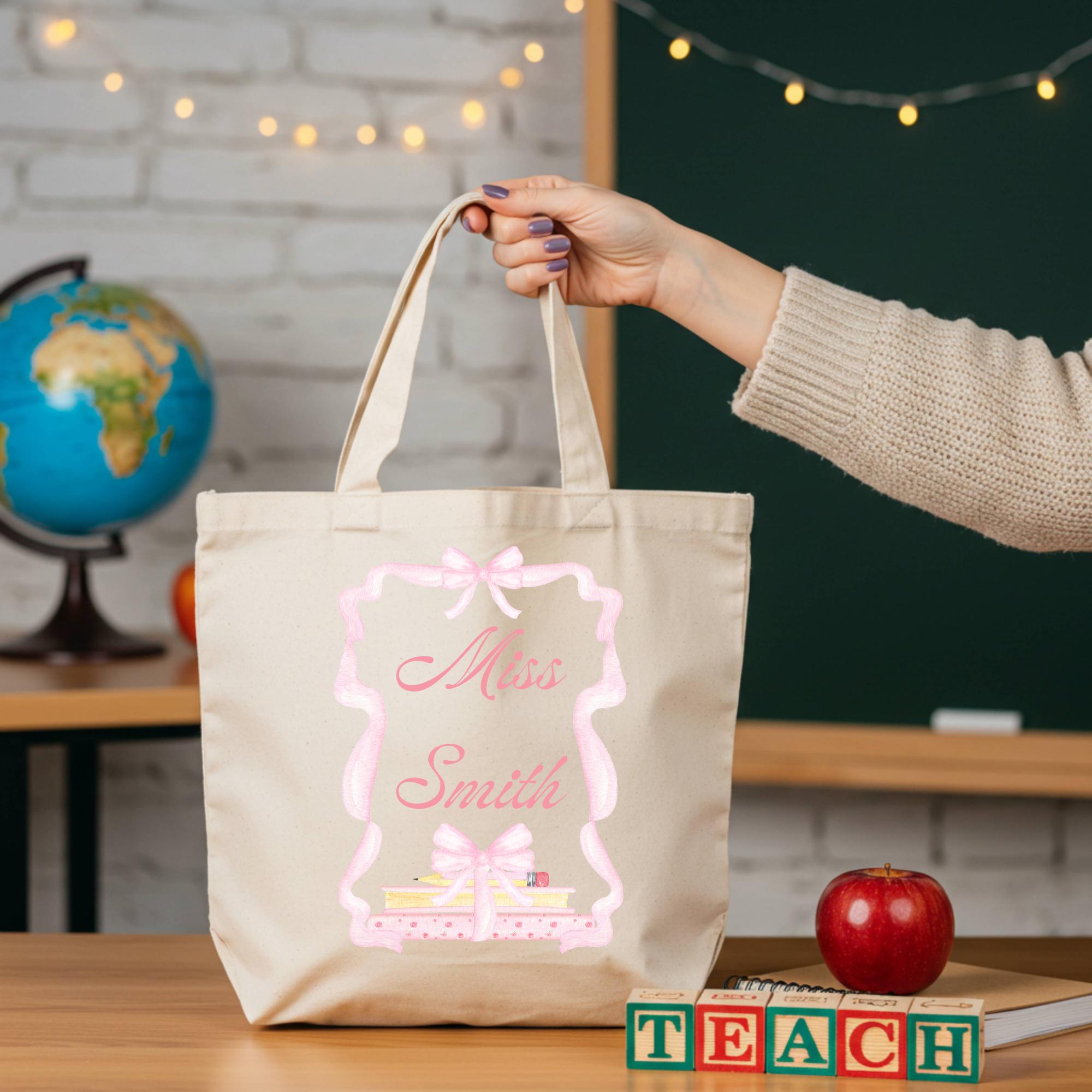 Personalized Teacher Tote Bag, Custom Name Tote, Teacher Gift Bag ...