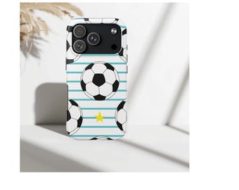 Etui na telefon z nadrukiem piłki nożnej, wytrzymałe etui z nadrukiem sportowym, prezent dla miłośnika piłki nożnej, minimalistyczne etui sportowe na iPhone'a