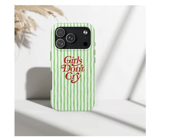 Etui na telefon Girls Don't Cry, estetyczne, motywujące etui na iPhone'a, minimalistyczny cytat, dodający sił, uroczy pokrowiec na telefon z cytatem