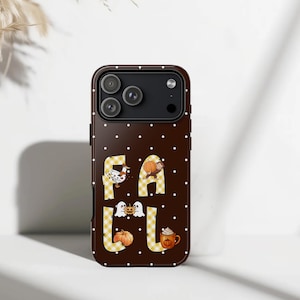 Fall Phone Case | Halloween Pumpkin Ghost Coffee Patchwork | Polka Dot iPhone Case