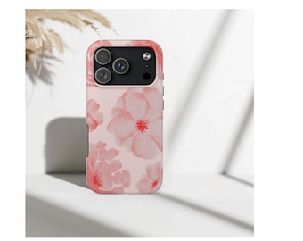 Etui na telefon z różowymi kwiatami, estetyczne etui na iPhone'a z kwiatowym wzorem, miękka osłona ochronna z motywem botanicznym, dziewczęce etui z kwiatami
