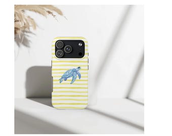 Niebieskie etui na telefon z żółwiem morskim | Etui na iPhone'a w estetyce oceanu | Motyw żółwia w klimacie nadmorskiej plaży | Uroczy pokrowiec na telefon z motywem życia morskiego