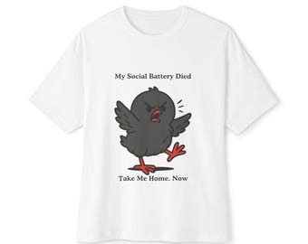 Introvert Shirt: Angry Bird Graphic Tee, Social Battery Died Quote