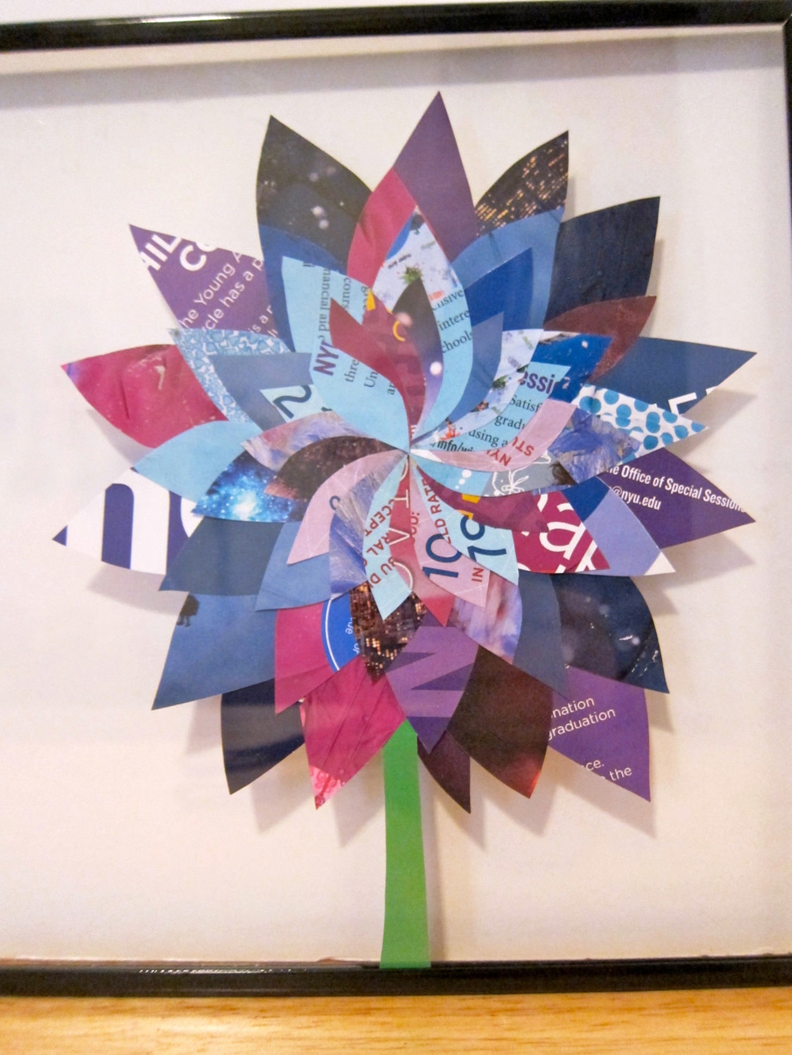 Paper Flower Collage Trio Upcycled Magazine Horizontal