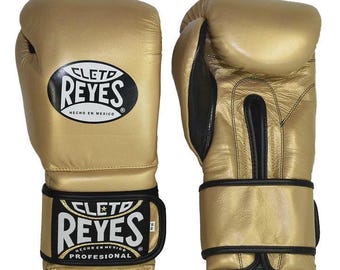 Cleto Reyes Professional Boxing Gloves | Strap Mexican Boxing Gloves for Training, Sparring, Competition | Silver & Gold Color, Gift For you