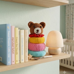 Crochet Teddy Bear Stacking Ring Amigurumi Montessori Baby Sensory Toy PDF