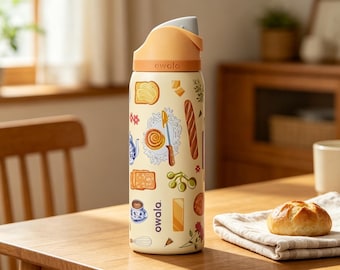 Owala Limited Edition Brunch Bunch FreeSip Water Bottle 32oz, Cute Pastry and Bread Tumbler,Insulated Stainless Steel, Birthday Gift for Her