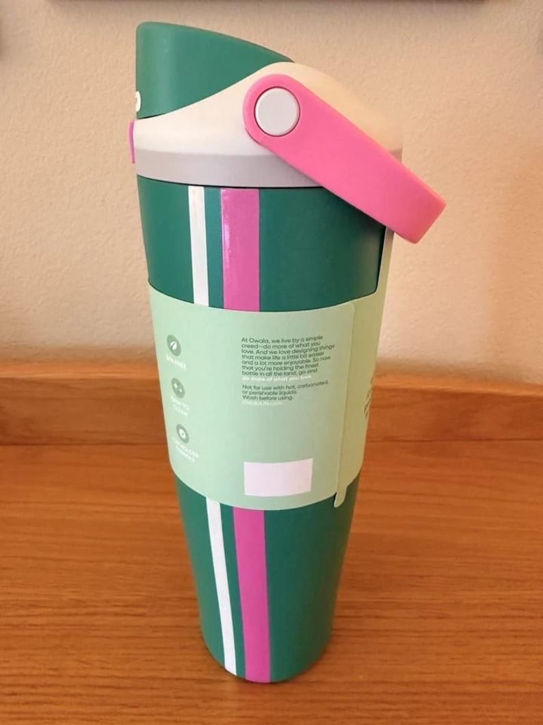 NEW Owala "Vacation Mode" 40oz Sway Birthday Bash 2026 Green Pink Water Bottle,Insulated Stainless Steel Tumbler,Birthday Gift for Her image 3