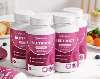 4 Pcs Rosabella Organic Beetroot Capsules (240 Count)- Physician's Choice- Supports Immunity, Circulation, Energy, Stamina,Endurance,Packing