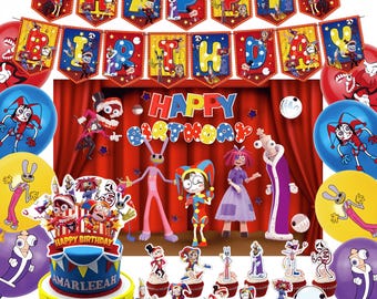 Kit di decorazioni per festa di compleanno a tema circo / Striscione in stile carnevalesco, palloncini, decorazioni per torta e cupcake / Set di articoli per feste per bambini