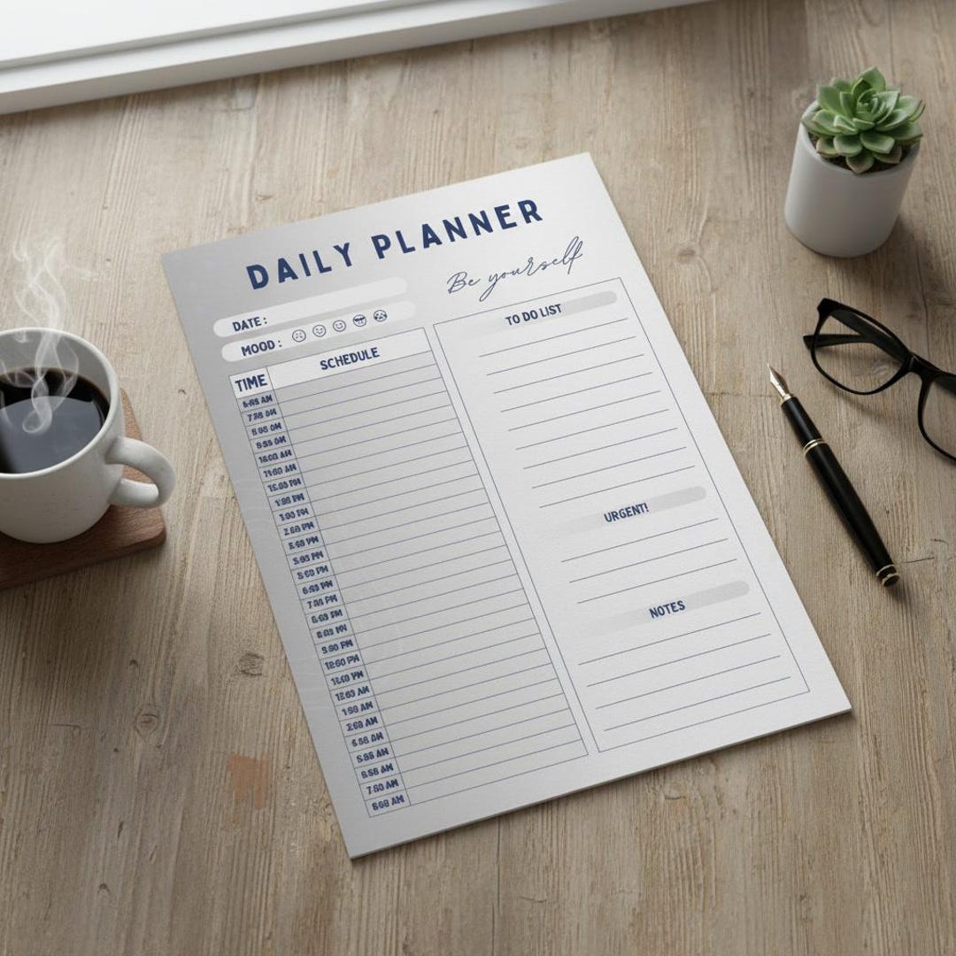 Minimalist Daily Planner Printable, Hourly Schedule, to Do List (A4 PDF ...