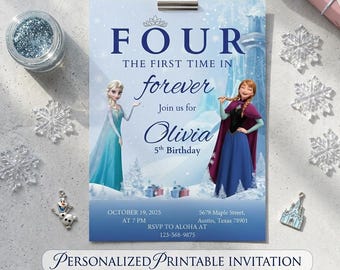Snow Princess Birthday Invitation, Winter Wonderland Party Invite, Frozen Theme Invitation
