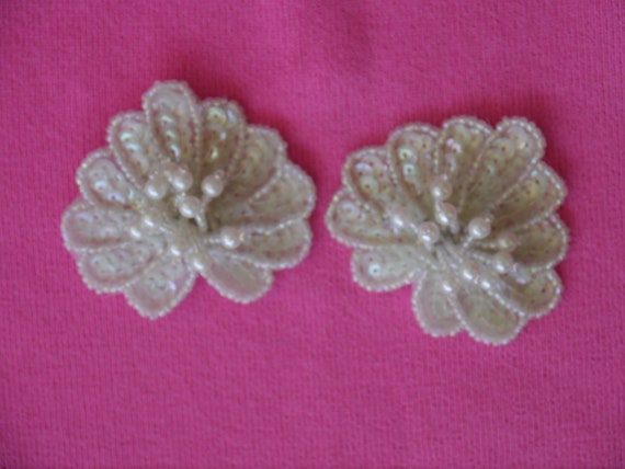 Vintage Shoe Clips Set, Seed Pearls, Beads, Sequi… - image 1