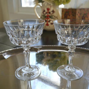 Vintage Cristal D&#39;Arques &quot;Chantelle&quot; Tall Crystal Champagne Sherbert Coupe Glasses, Two