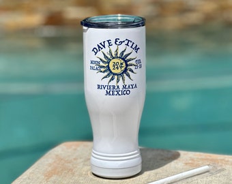 Dave And Tim ~ Mexico 2024 ~ Sun ~ Moon ~ Pilsner Tumbler~Vacuum Insulated Beer Mug w/Lid ~ DMB