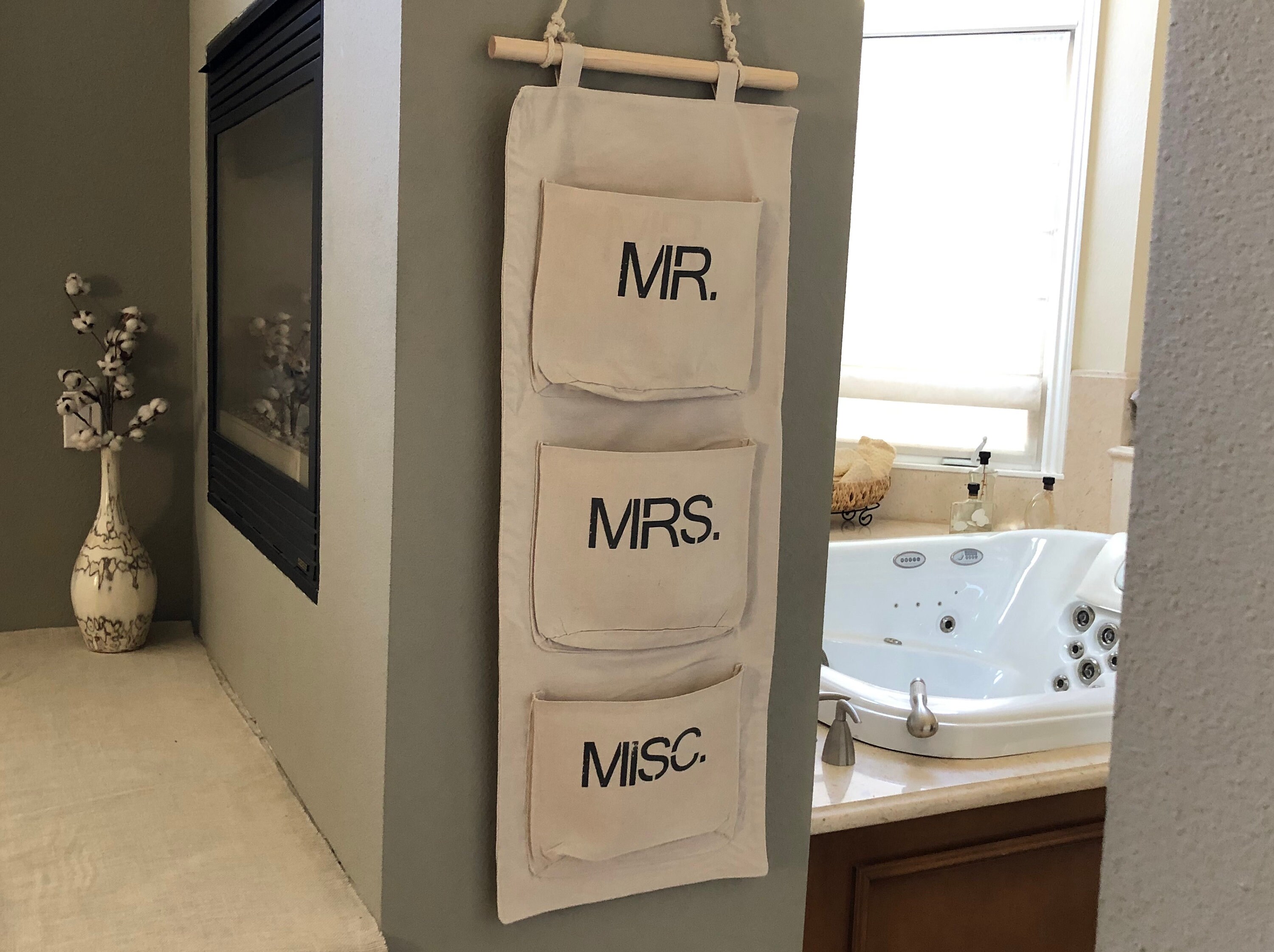 Personalized Canvas Wall Pocket Organizer Couple Gift Etsy