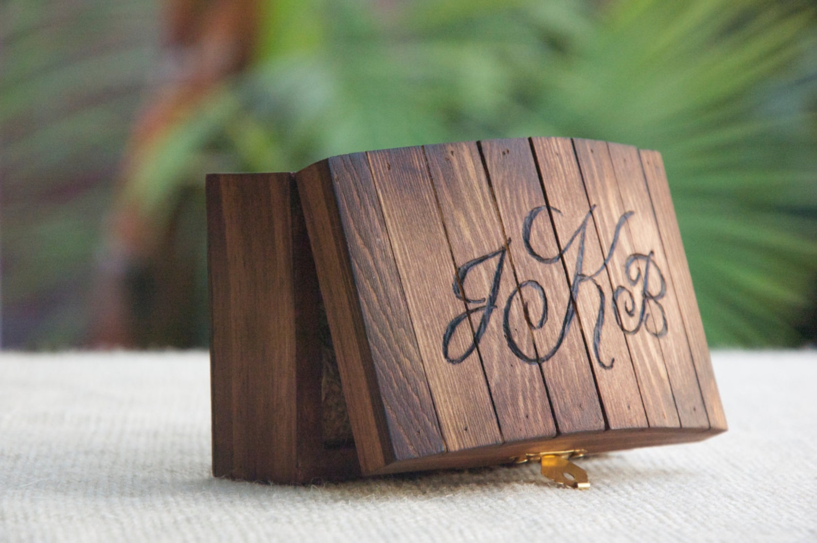 Personalized Rustic Ring Bearer Box Stained Etsy