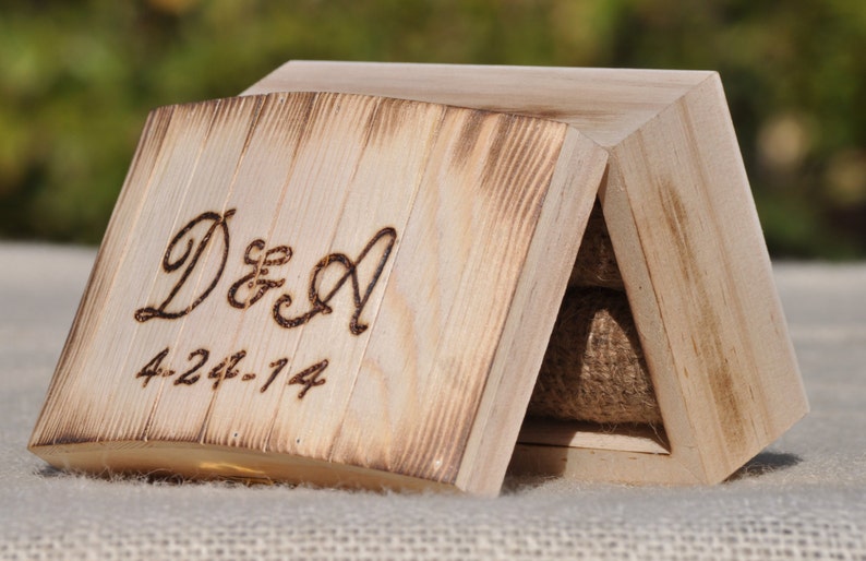 Personalized Ring Bearer Box-Rustic Wedding Ring Bearer Pillow Alternative image 1