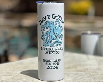 Dave And Tim in Mexico 2024 ~ 20 oz. Travel Mug ~ Octopus ~ Vacuum Insulated with Lid and Straw