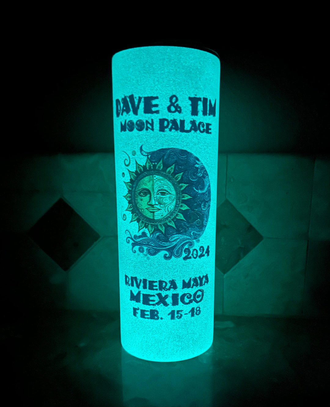 Dave and Tim in Mexico 2024 Glow in the Dark 20 Oz. Travel Mug Sugar