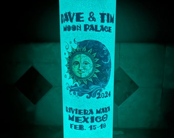 Dave And Tim in Mexico 2024 ~ Glow in the Dark ~ 20 oz. Travel Mug ~ Sugar Skull ~ Vacuum Insulated with Lid and Straw