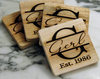 Wooden Coasters - Personalized Wooden Coasters - Wedding Keepsake - First Anniversary gift - Custom Coasters - Wedding Coaster