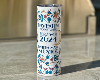 Dave And Tim in Mexico 2024 ~ 20 oz. Travel Mug ~ Otomi ~ Vacuum Insulated with Lid and Straw