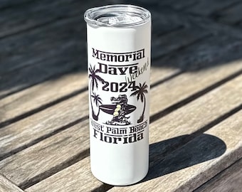 Dave Matthew’s Band ~ GLOW in the DARK! ~ Florida Memorial Day ~ Palm Trees ~  Tumbler~Vacuum Insulated Mug w/Lid  and Straw ~ DMB