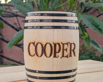 Personalized Mini Wooden Barrel ~ Liquor Barrel ~ Barrel Vase ~ Winery Wedding Decor ~ Liquor Barrel Decor ~ Pen Holder ~ Wine Barrel Vase