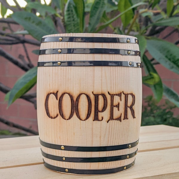 Personalized Mini Wooden Barrel ~ Liquor Barrel ~ Barrel Vase ~ Winery Wedding Decor ~ Liquor Barrel Decor ~ Pen Holder ~ Wine Barrel Vase