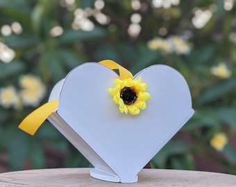 Heart Shaped Sunflower flower girl basket~Garden Wedding~Cottage Chic~Country Wedding~Sunflower Flower Girl Basket~Fairy Woodland Basket