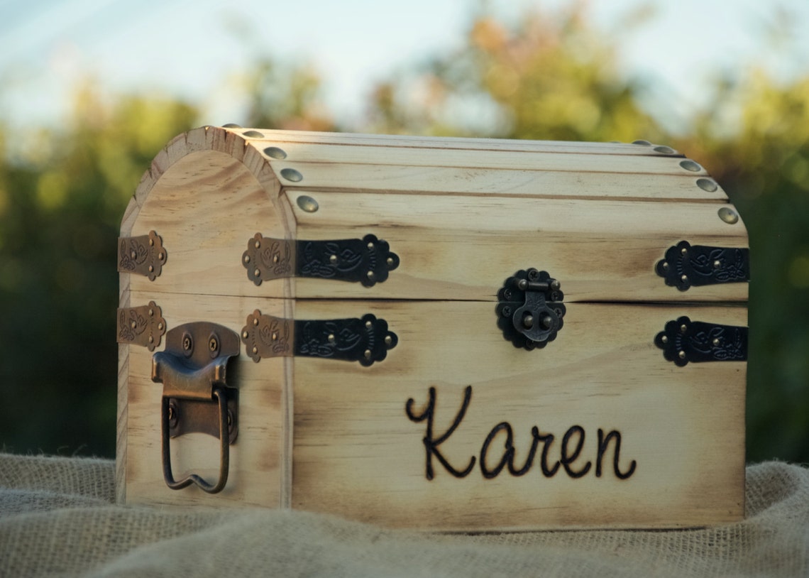 Personalized Rustic Childs Treasure Chest Keepsake Box Etsy
