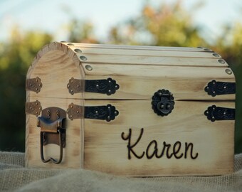 Personalized Rustic Childs Treasure Chest Keepsake box - Custom Advice box - Wedding party gift - Photo Keepsake Box