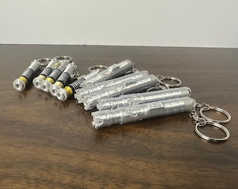 3D Printed Lightsaber Keychain | Sci-Fi Hilt Keyring | Silver Bag Charm | Geeky Accessory | TCG Deck Box Pull