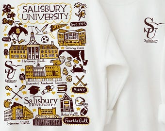 Custom University Hand Sketched Graphic Sweatshirt, Salisbury Crewneck Shirt, Vintage University Alumni Hoodie